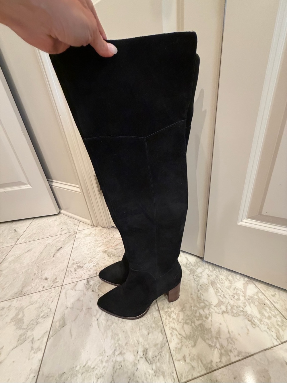 Crown Vintage Black Over-the-Knee Suede Boots